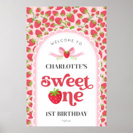 Sweet One Strawberry 1st Birthday 24x36 Welcome Poster
