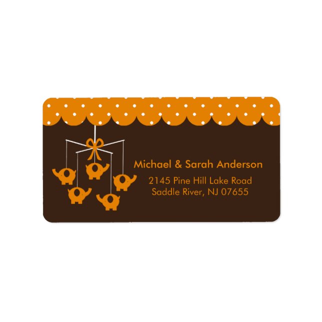 Sweet Orange Elephant Mobile Address Label Adressetikett (Framsidan)