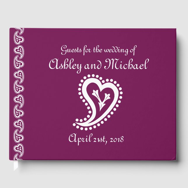Sweet Paisley Hearts i Vin Guest Bok (Framsida)