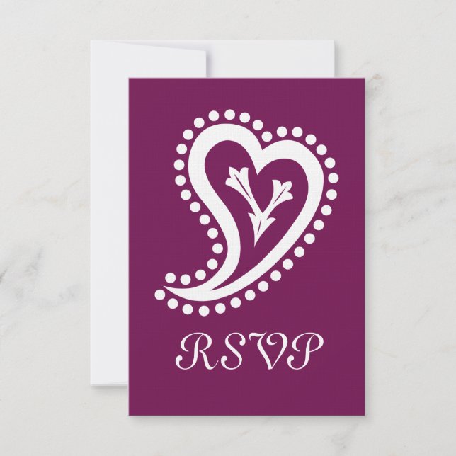 Sweet Paisley Hearts i Vin OSA kort (Framsida)