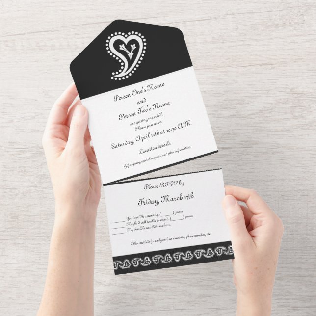 Sweet Paisley Hearts in Black (Avrivbar del)