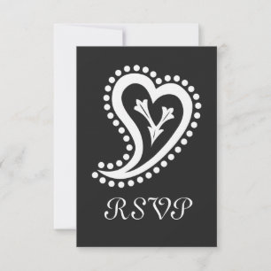 Sweet Paisley Hearts in Black OSA kort