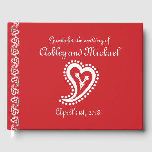 Sweet Paisley Hearts in Cherry Guest Bok