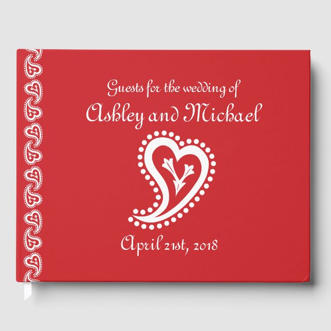 Sweet Paisley Hearts in Cherry Guest Bok (Framsida)