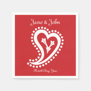Sweet Paisley Hearts in Cherry Napkins Pappersservett