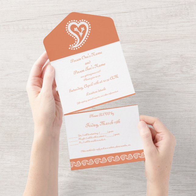 Sweet Paisley Hearts in Coral (Avrivbar del)