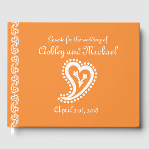Sweet Paisley Hearts in Orange Guest Bok