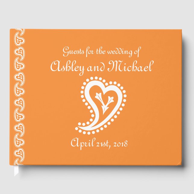 Sweet Paisley Hearts in Orange Guest Bok (Framsida)