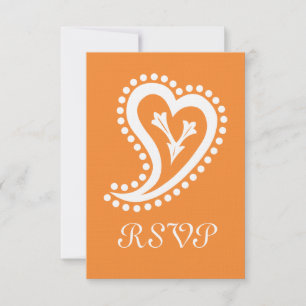 Sweet Paisley Hearts in Orange OSA kort