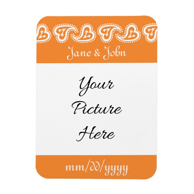 Sweet Paisley Hearts in Orange Reminder Magnet (Vertikal)