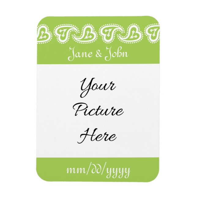 Sweet Paisley Hearts in Peridot Reminder Magnet (Vertikal)