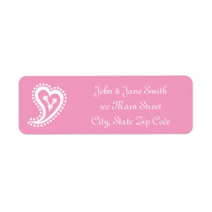 Sweet Paisley Hearts in Petal Rosa Address Label Returadress Etikett