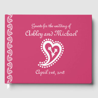 Sweet Paisley Hearts in Raspberry Guest Bok