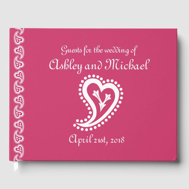 Sweet Paisley Hearts in Raspberry Guest Bok (Framsida)
