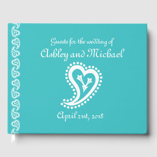 Sweet Paisley Hearts in Turquise Guest Bok