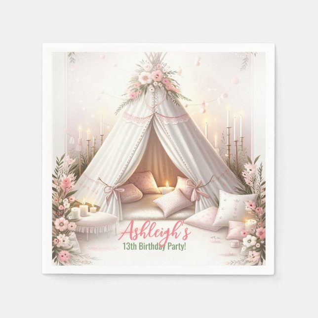 Sweet Pajama Party Girly Sleepover Birthday Pappersservett (Framsidan)