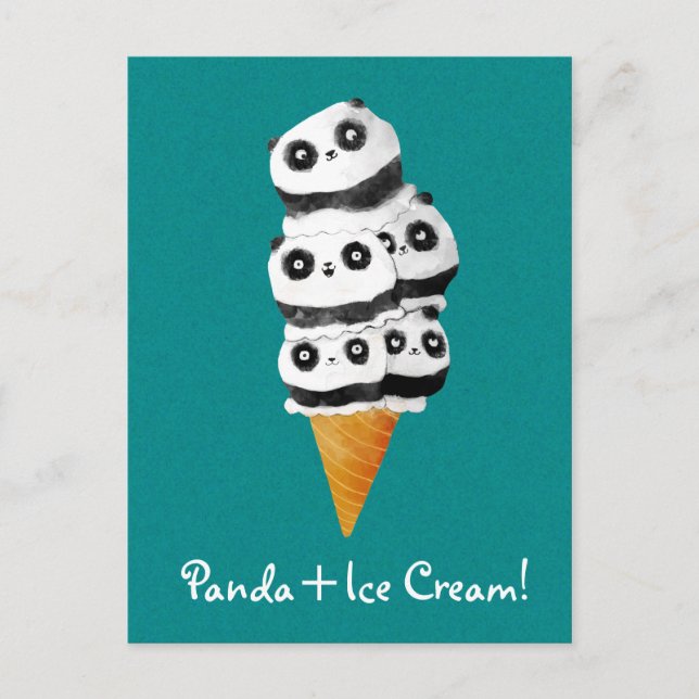Sweet Panda Bear Ice Cream Cone Vykort (Framsida)