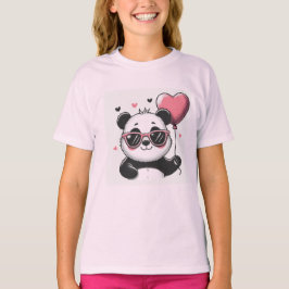 Sweet Panda Holding a Heart Balloon T- Shirt T Shirt