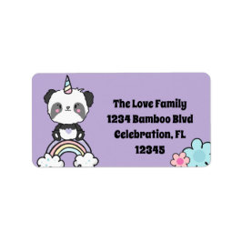 Sweet Panda Unicorn Girly Blommigt Adressetikett