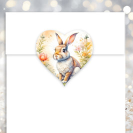Sweet Påsk Blessings Vintage Bunny Rabbit Hjärtformat Klistermärke