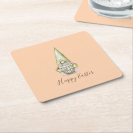 Sweet Påsk Gnome med ägg Underlägg Papper Kvadrat