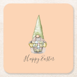Sweet Påsk Gnome med ägg Underlägg Papper Kvadrat