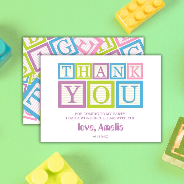 Sweet Pastel Block Lettering Tack Kort (Skapare uppladdad)