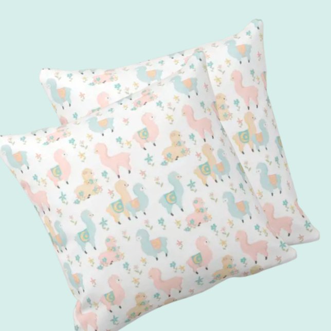 Sweet Pastel Llamas Kudde (Skapare uppladdad)