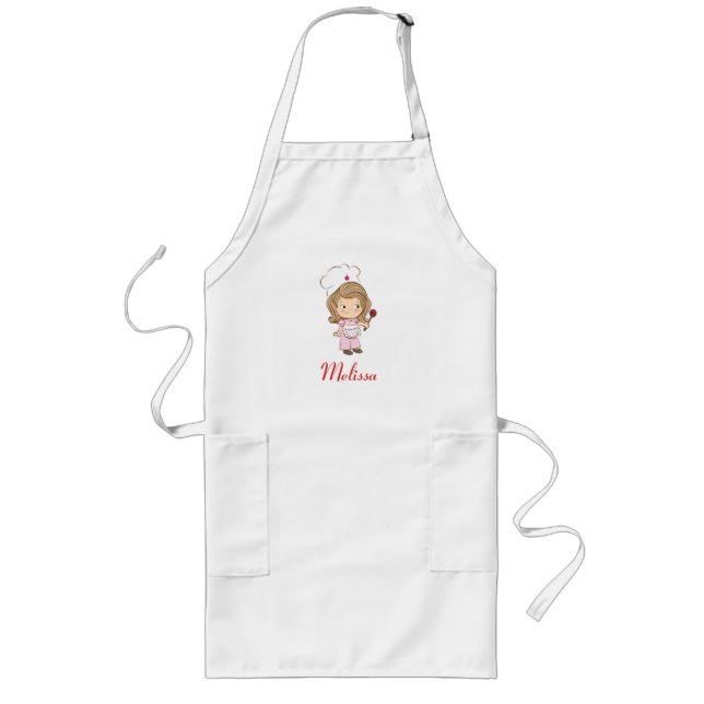 Sweet Pastry Shop Baker Home Chef Cook Girls Långt Förkläde (Framsidan)
