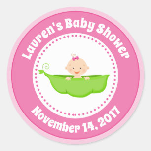 Sweet Pea Baby Shower Favor Tag Sticker Rosa Girl  Runt Klistermärke