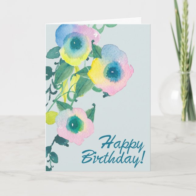 Sweet Pea Blommigt Birthday Kort (Framsida)