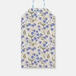 Sweet Pea Blommigt Blue och Cream Wedding Favor Mä Presentetikett