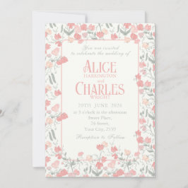 Sweet Pea Blommigt Rosa and Cream Wedding bjudande Inbjudningar