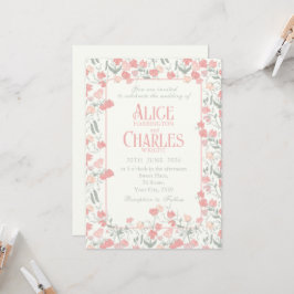 Sweet Pea Blommigt Rosa and Cream Wedding bjudande Inbjudningar