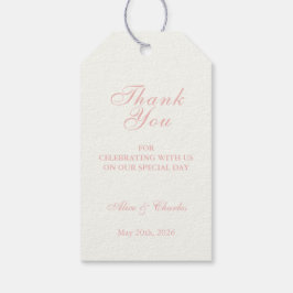 Sweet Pea Blommigt Rosa och Cream Tack Bröllop Presentetikett