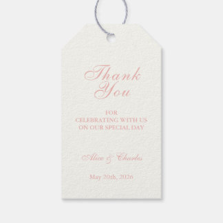 Sweet Pea Blommigt Rosa och Cream Tack Bröllop Presentetikett