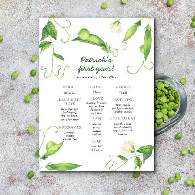 Sweet Pea First Birthday Milestone Birthday Poster (Skapare uppladdad)