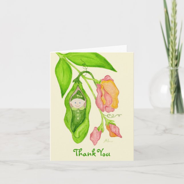 Sweet Pea Girl Tack Notecard Kort (Framsida)