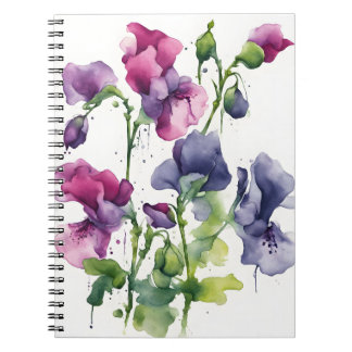 Sweet Pea - Watercolor flowers Anteckningsbok