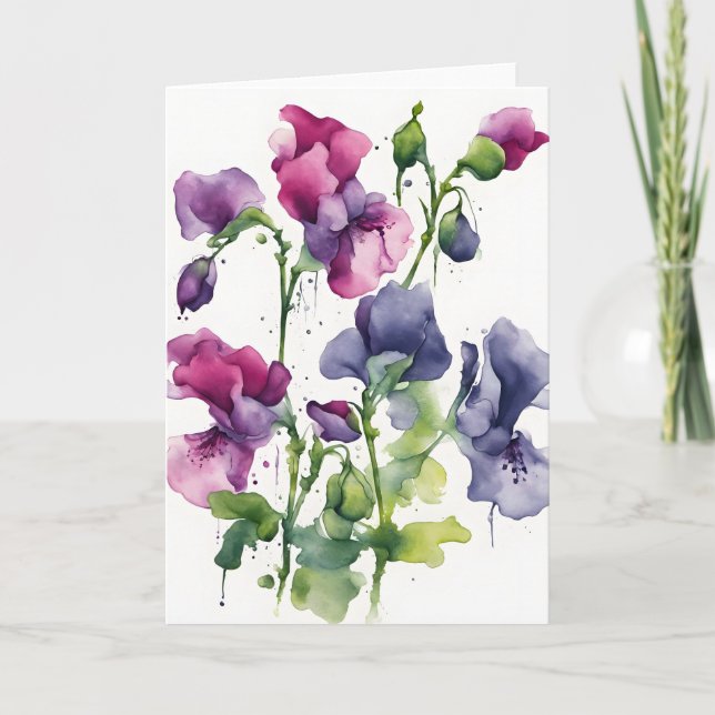 Sweet Pea - Watercolor flowers Kort (Framsida)