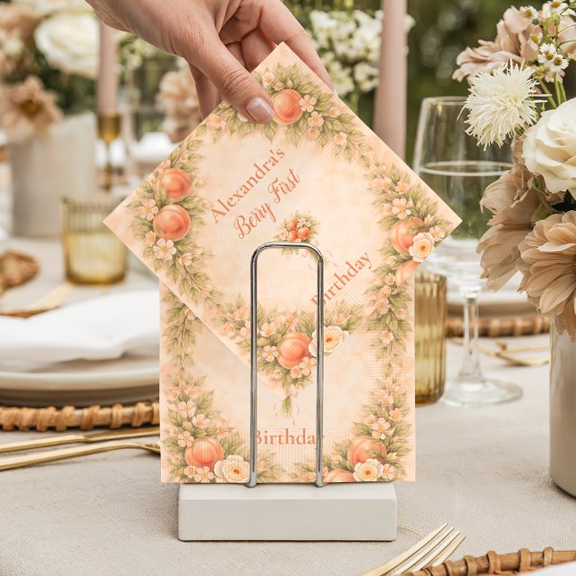 Sweet Peach 1st Birthday Pappersservett (Skapare uppladdad)