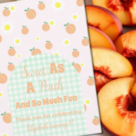 Sweet Peach 1st Birthday Thank You Card Tack Kort