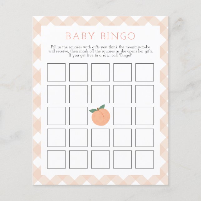 Sweet Peach | Baby Bingo Shower Game (Framsida)