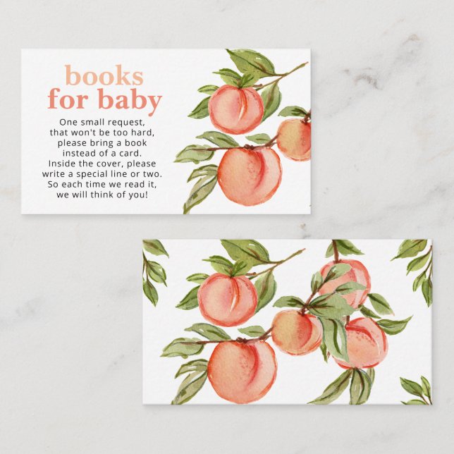 Sweet Peach Baby Shower Bokar för Baby Card Visitkort (Fram/baksida)