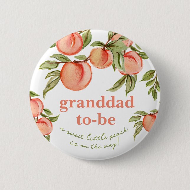 Sweet Peach Baby Shower Granddad Button Knapp (Framsida)