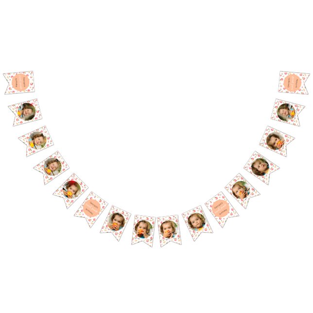 Sweet Peach Birthday 12 månaders fotomilstone Vimplar (Alla)