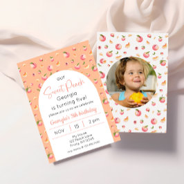 Sweet Peach Birthday Photo Inbjudningar