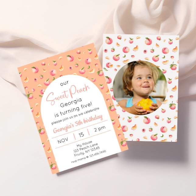 Sweet Peach Birthday Photo Inbjudningar (Skapare uppladdad)