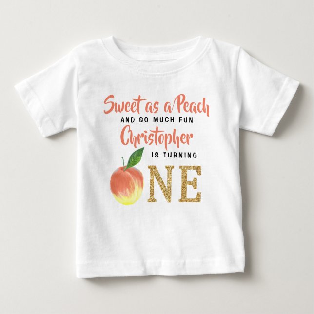 Sweet Peach Boys 1:a födelsedagen T Shirt (Framsida)