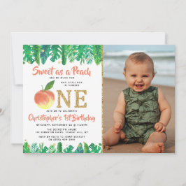 Sweet Peach Boys 1:a födelsedagsfoto Inbjudningar